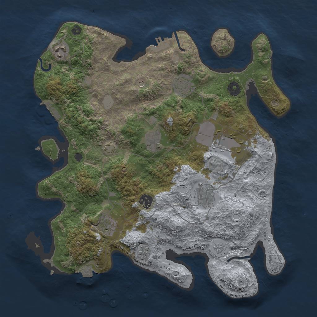 Rust Map: Procedural Map, Size: 3500, Seed: 21569771, 16 Monuments