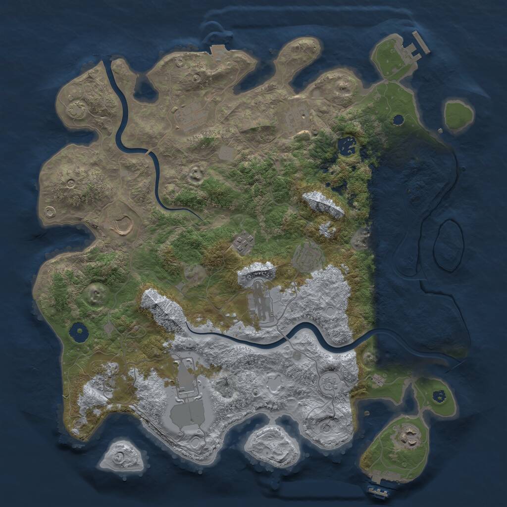 Rust Map: Procedural Map, Size: 3950, Seed: 85040963, 16 Monuments