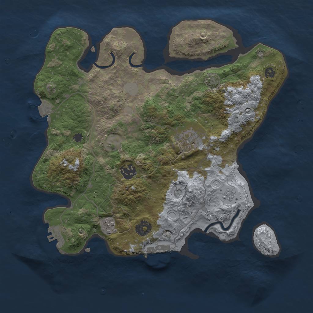 Rust Map: Procedural Map, Size: 3000, Seed: 3439, 11 Monuments