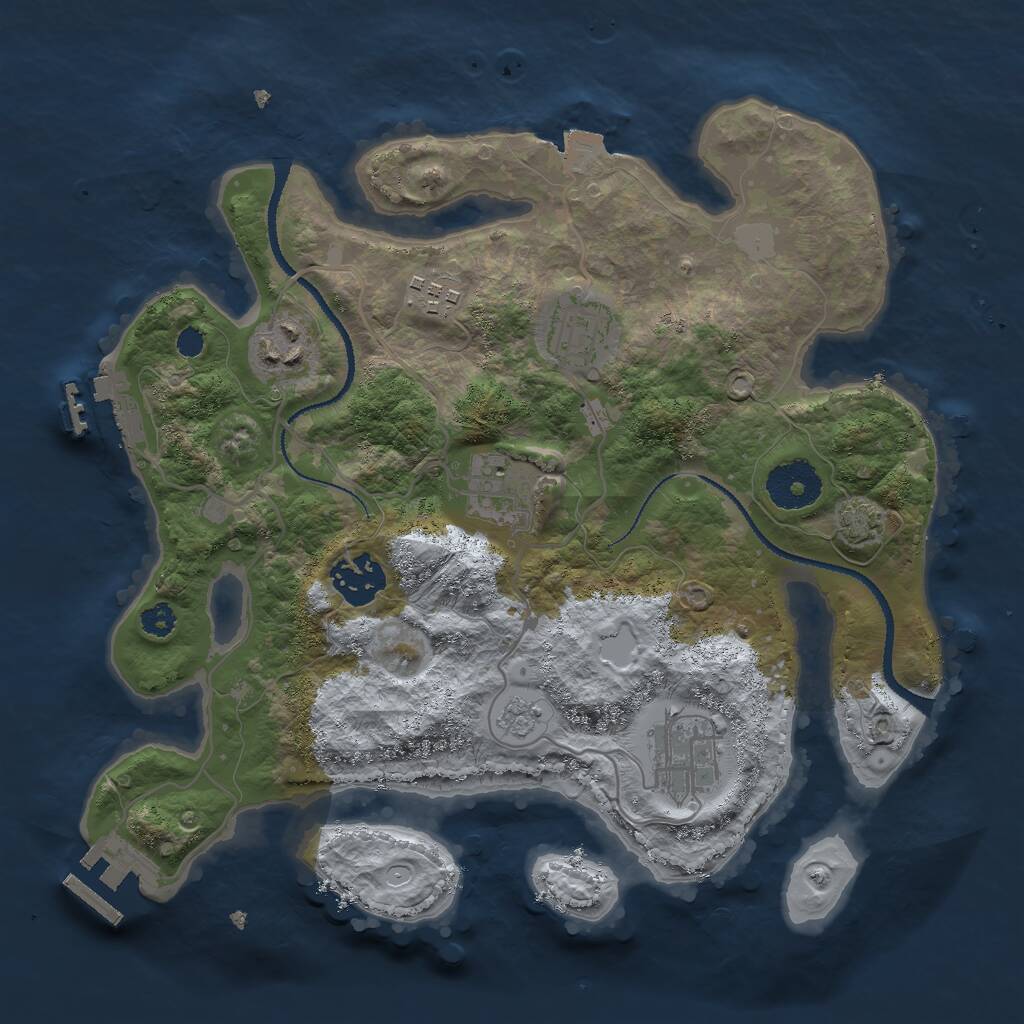 Rust Map: Procedural Map, Size: 3000, Seed: 785893791, 11 Monuments