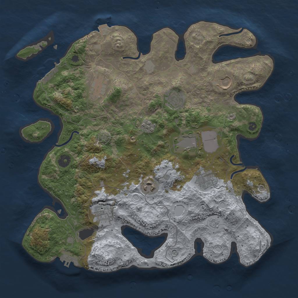 Rust Map: Procedural Map, Size: 3550, Seed: 26398579, 16 Monuments