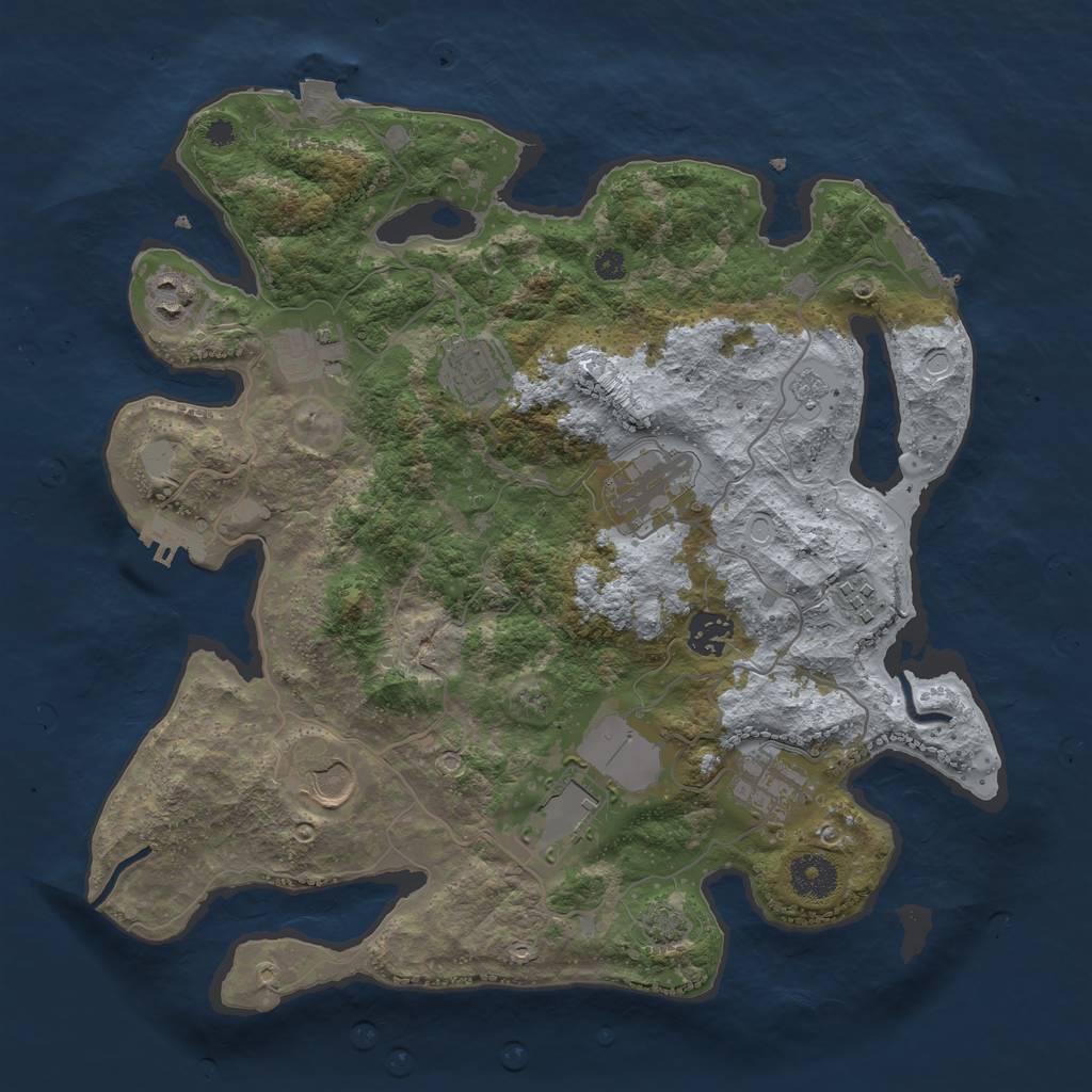 Rust Map: Procedural Map, Size: 3550, Seed: 22449108, 16 Monuments