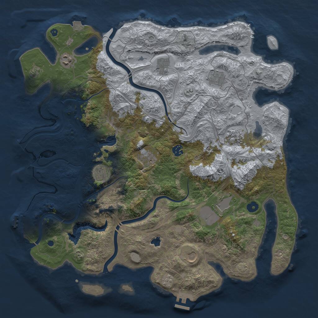 Rust Map: Procedural Map, Size: 4300, Seed: 1122023, 16 Monuments