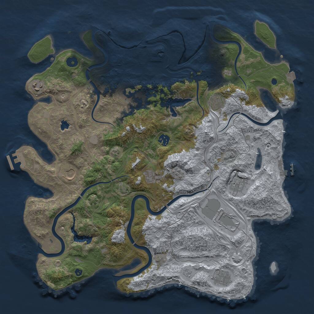 Rust Map: Procedural Map, Size: 4250, Seed: 1102057277, 16 Monuments