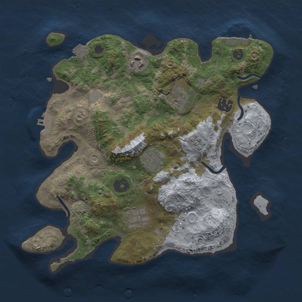 Rust Map: Procedural Map, Size: 3000, Seed: 2993, 14 Monuments