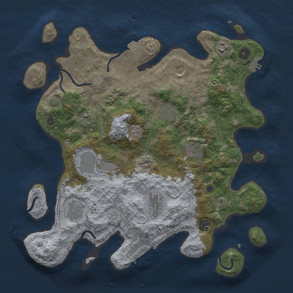Rust Map: Procedural Map, Size: 3800, Seed: 84404723, 18 Monuments