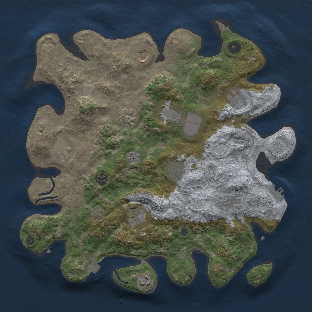 Rust Map: Procedural Map, Size: 3750, Seed: 424592655, 18 Monuments