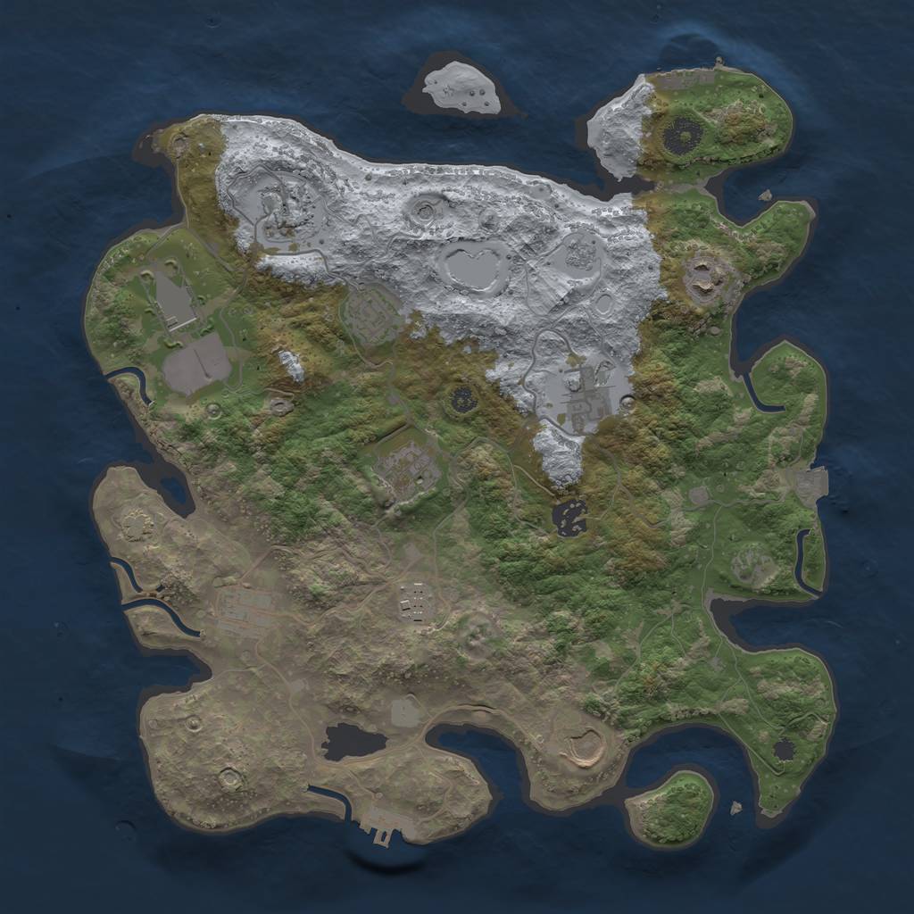 Rust Map: Procedural Map, Size: 3600, Seed: 86336807, 18 Monuments