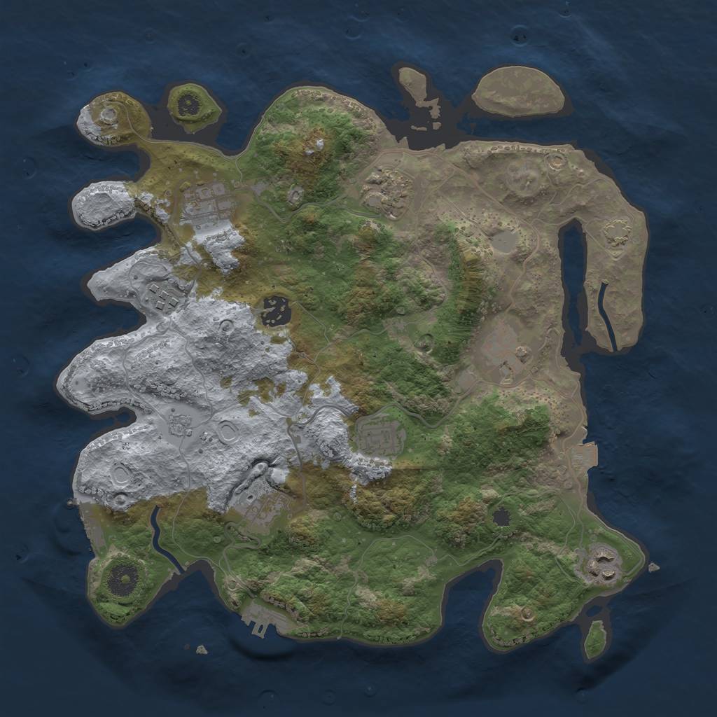 Rust Map: Procedural Map, Size: 3375, Seed: 123456, 15 Monuments