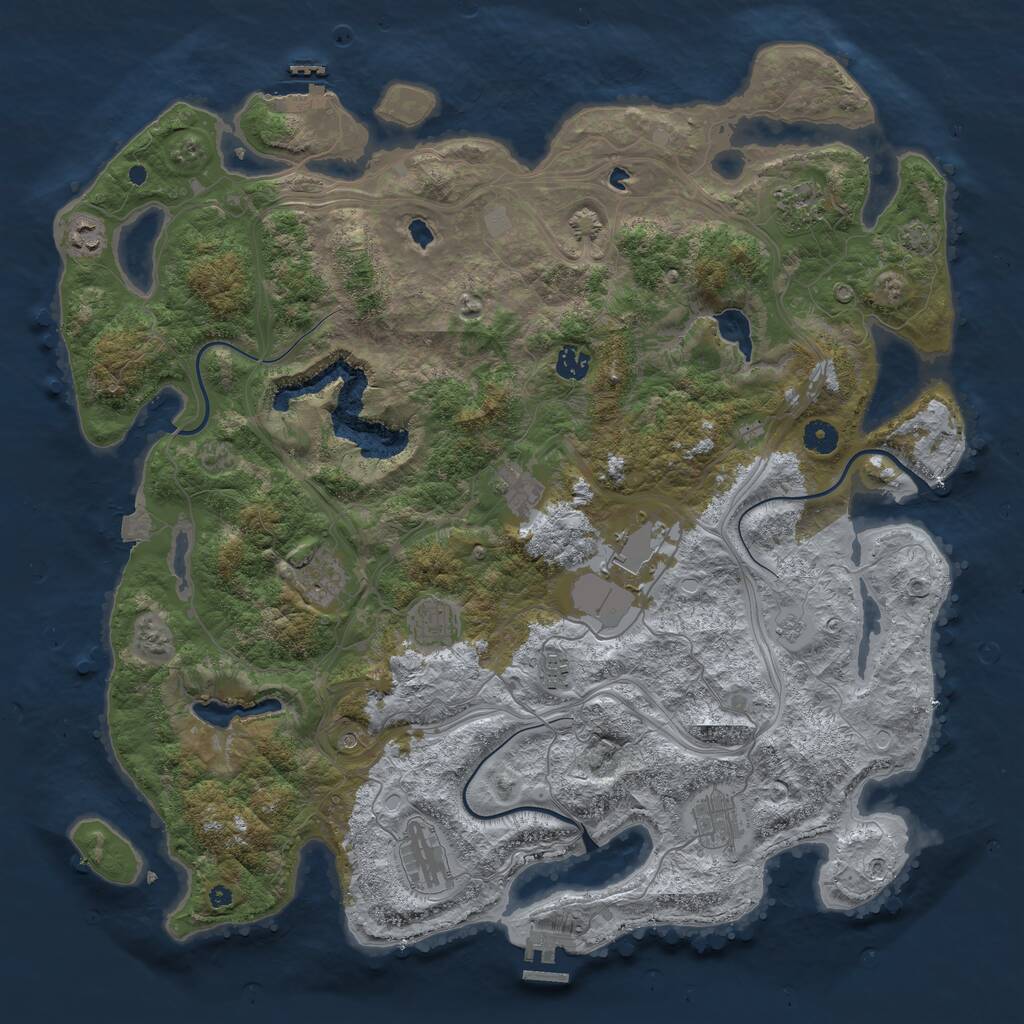 Rust Map: Procedural Map, Size: 4500, Seed: 2138415559, 16 Monuments
