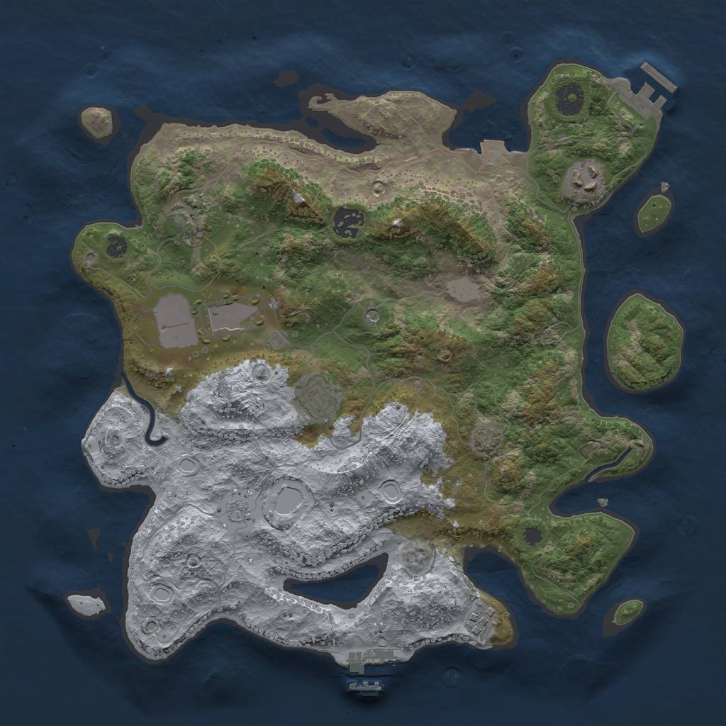 Rust Map: Procedural Map, Size: 3500, Seed: 653957587, 14 Monuments