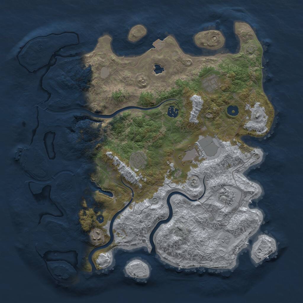 Rust Map: Procedural Map, Size: 4000, Seed: 27258, 12 Monuments