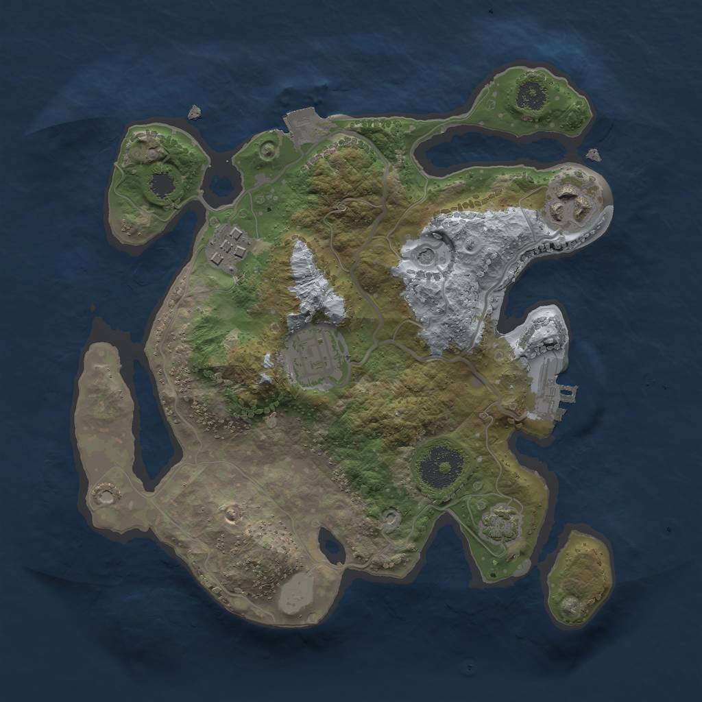 Rust Map: Procedural Map, Size: 2500, Seed: 1086200088, 9 Monuments