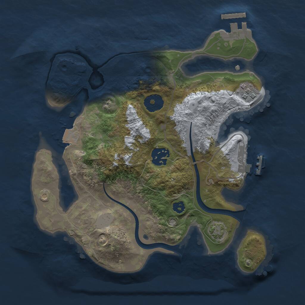 Rust Map: Procedural Map, Size: 2500, Seed: 1086200088, 6 Monuments