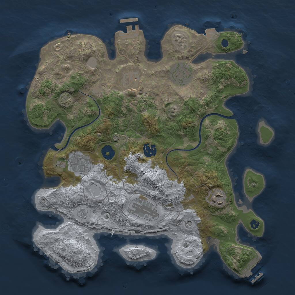 Rust Map: Procedural Map, Size: 3250, Seed: 2020356410, 12 Monuments