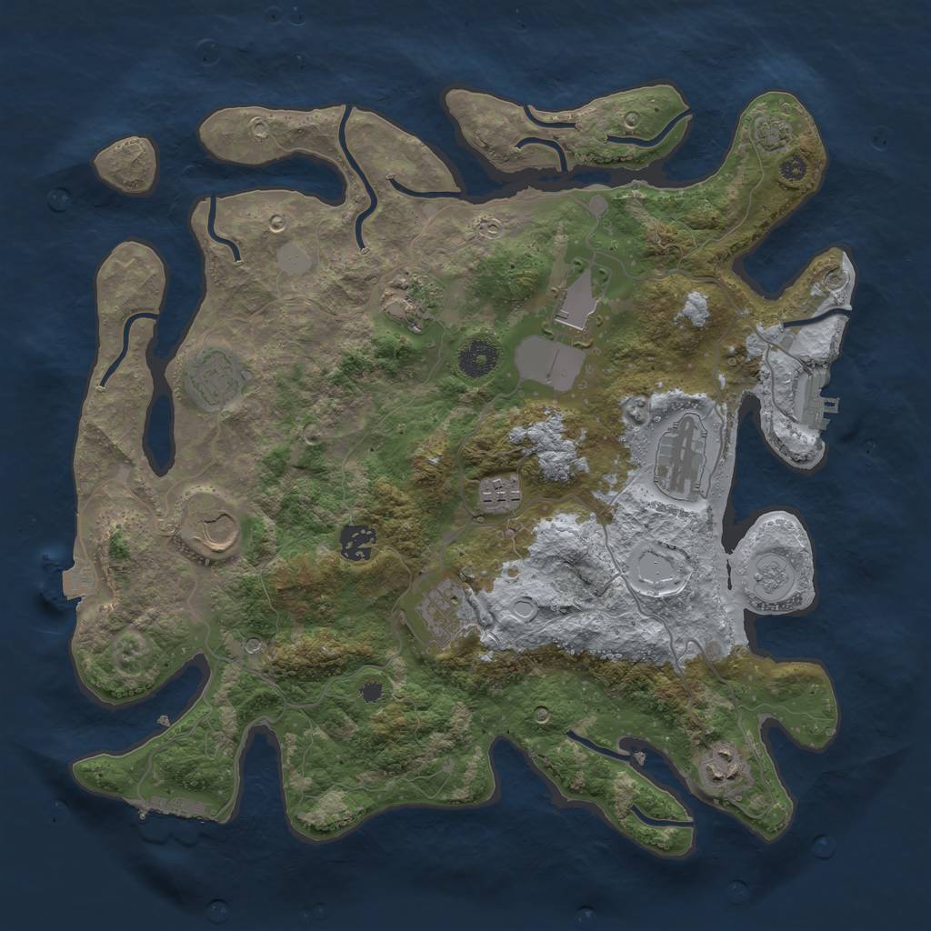 Rust Map: Procedural Map, Size: 3700, Seed: 1518319081, 17 Monuments