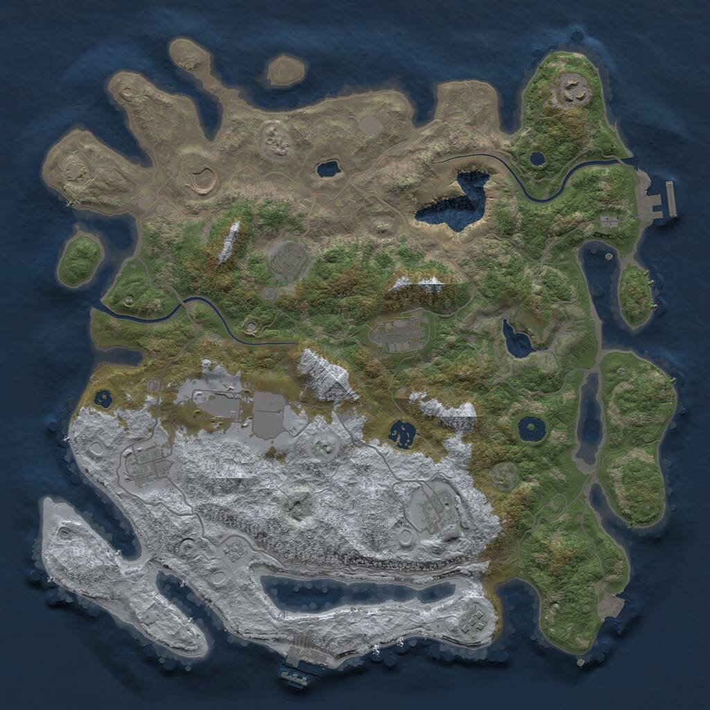 Rust Map: Procedural Map, Size: 4000, Seed: 447849475, 14 Monuments