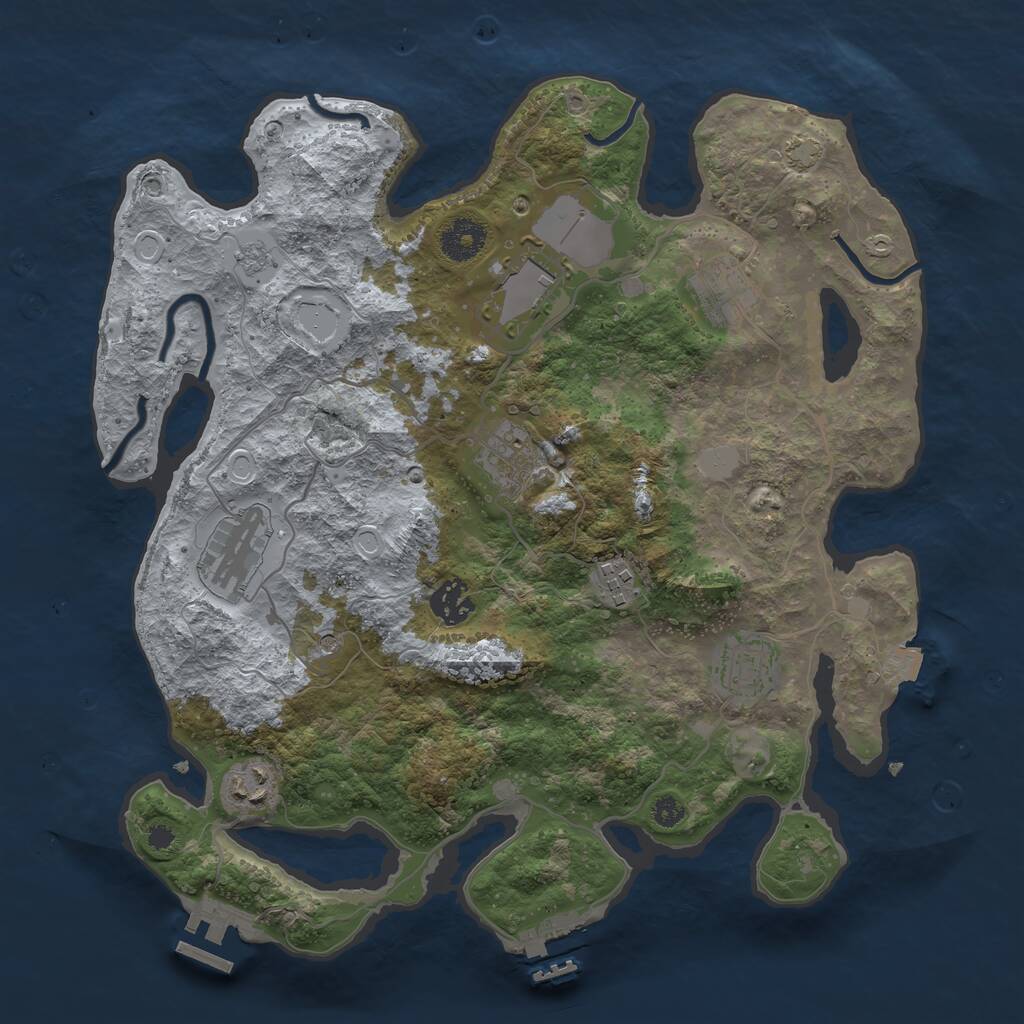 Rust Map: Procedural Map, Size: 3500, Seed: 83536540, 14 Monuments