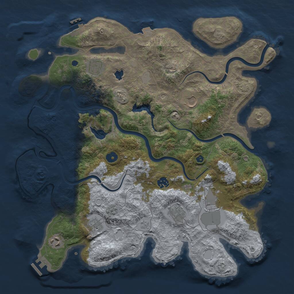Rust Map: Procedural Map, Size: 4000, Seed: 1916473988, 14 Monuments