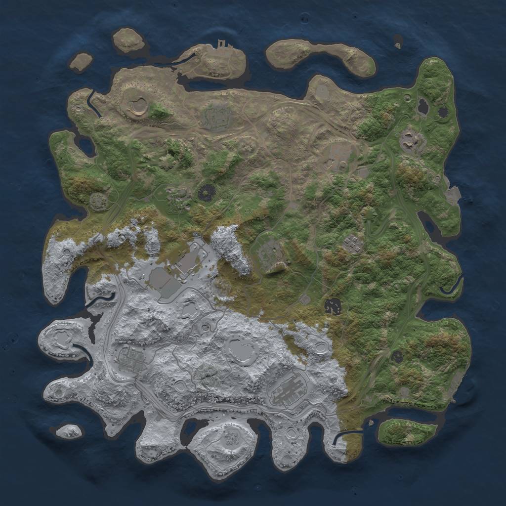 Rust Map: Procedural Map, Size: 4250, Seed: 1277727446, 19 Monuments