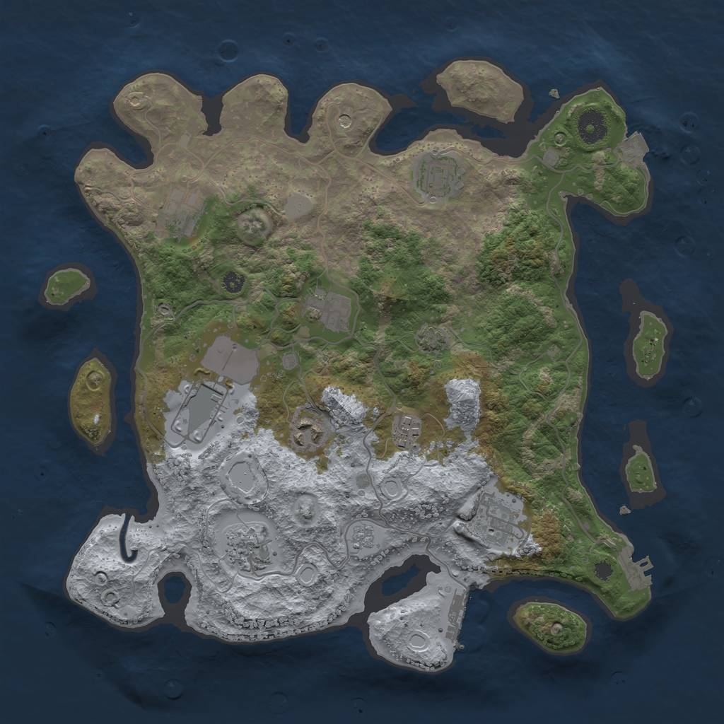 Rust Map: Procedural Map, Size: 3500, Seed: 75176334, 16 Monuments