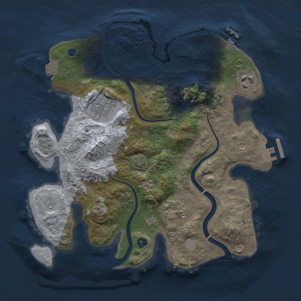 Rust Map: Procedural Map, Size: 3000, Seed: 16718, 10 Monuments