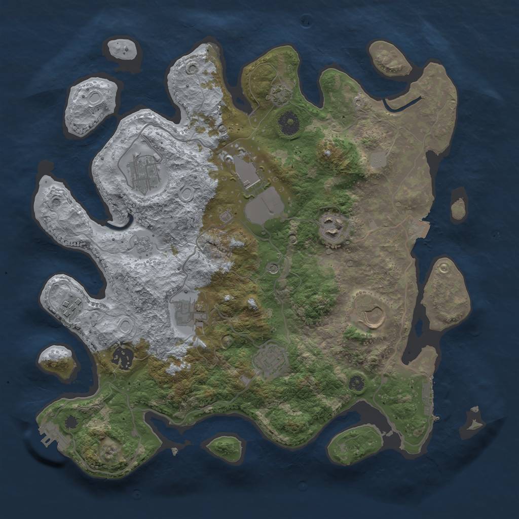 Rust Map: Procedural Map, Size: 3500, Seed: 3809285, 16 Monuments