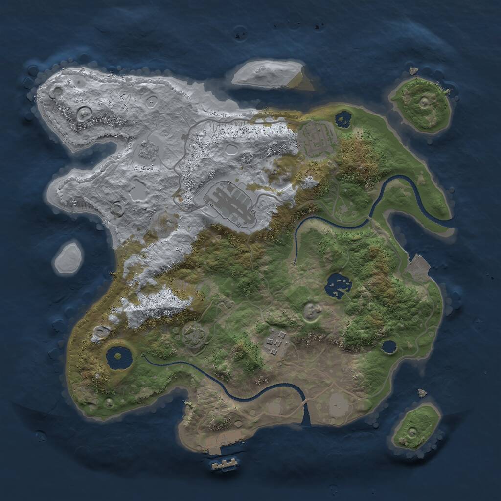 Rust Map: Procedural Map, Size: 3000, Seed: 2861, 8 Monuments