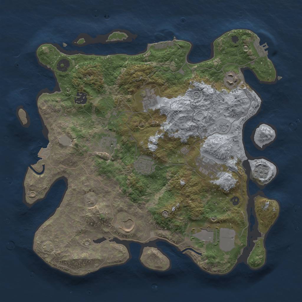 Rust Map: Procedural Map, Size: 3500, Seed: 1682183850, 17 Monuments