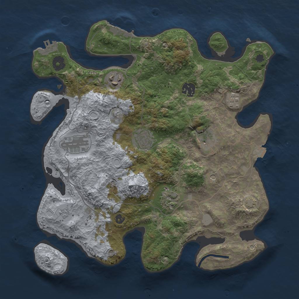 Rust Map: Procedural Map, Size: 3250, Seed: 6154, 15 Monuments