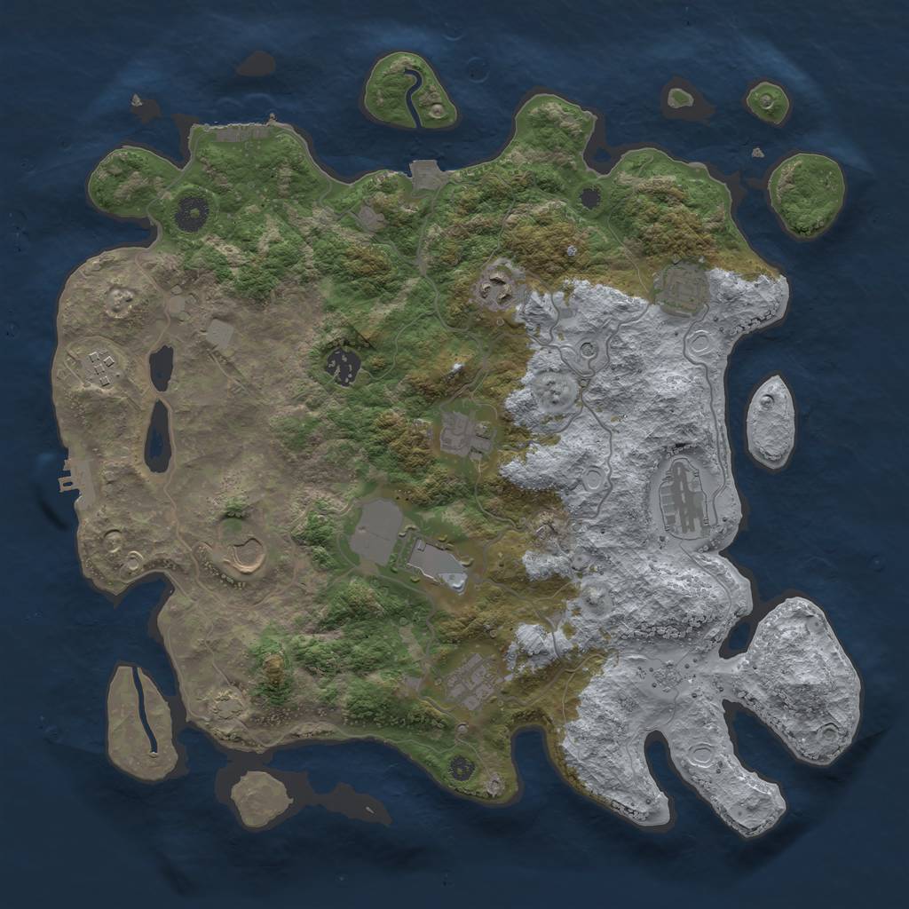 Rust Map: Procedural Map, Size: 3850, Seed: 40844636, 17 Monuments