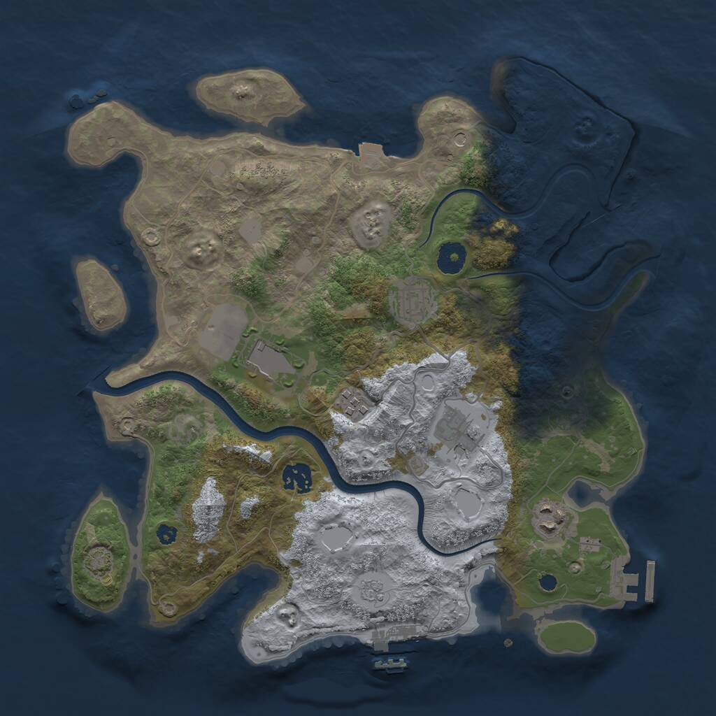 Rust Map: Procedural Map, Size: 3500, Seed: 93473614, 12 Monuments