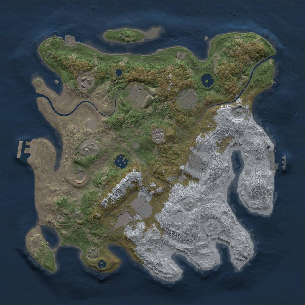 Rust Map: Procedural Map, Size: 3550, Seed: 34930922, 14 Monuments
