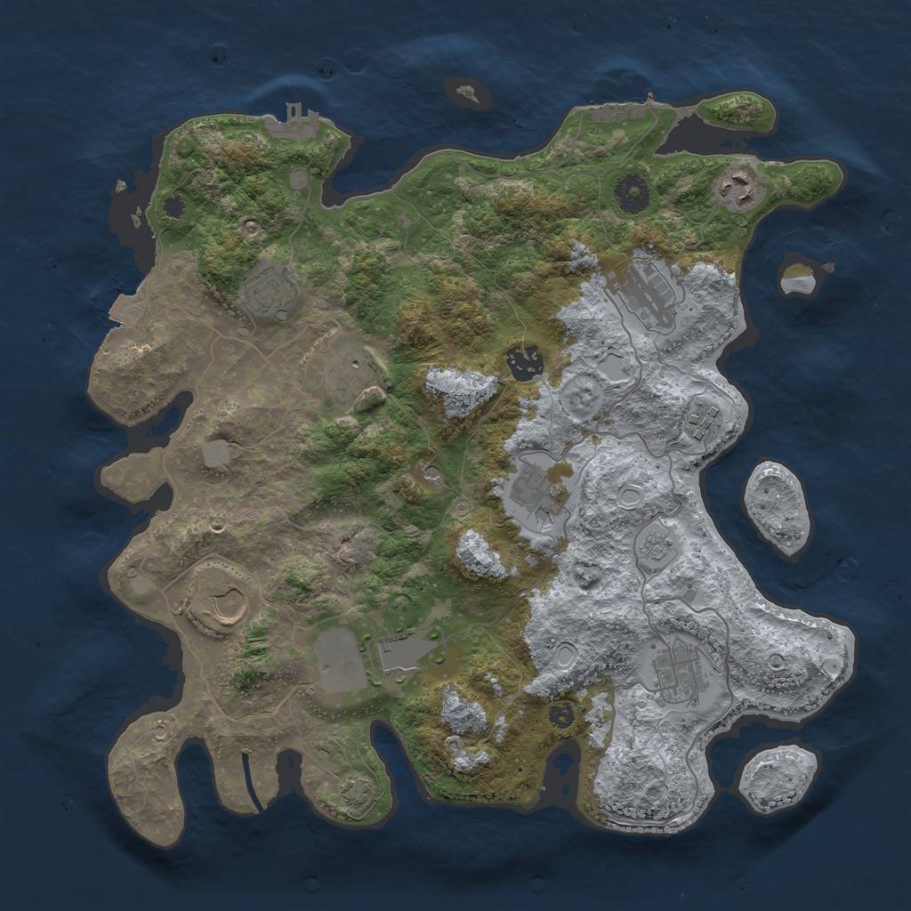 Rust Map: Procedural Map, Size: 3700, Seed: 9199799, 18 Monuments