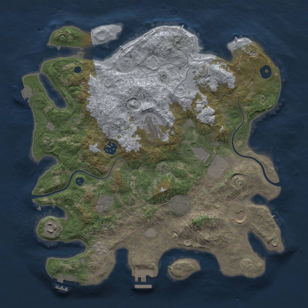 Rust Map: Procedural Map, Size: 3700, Seed: 1087592755, 15 Monuments