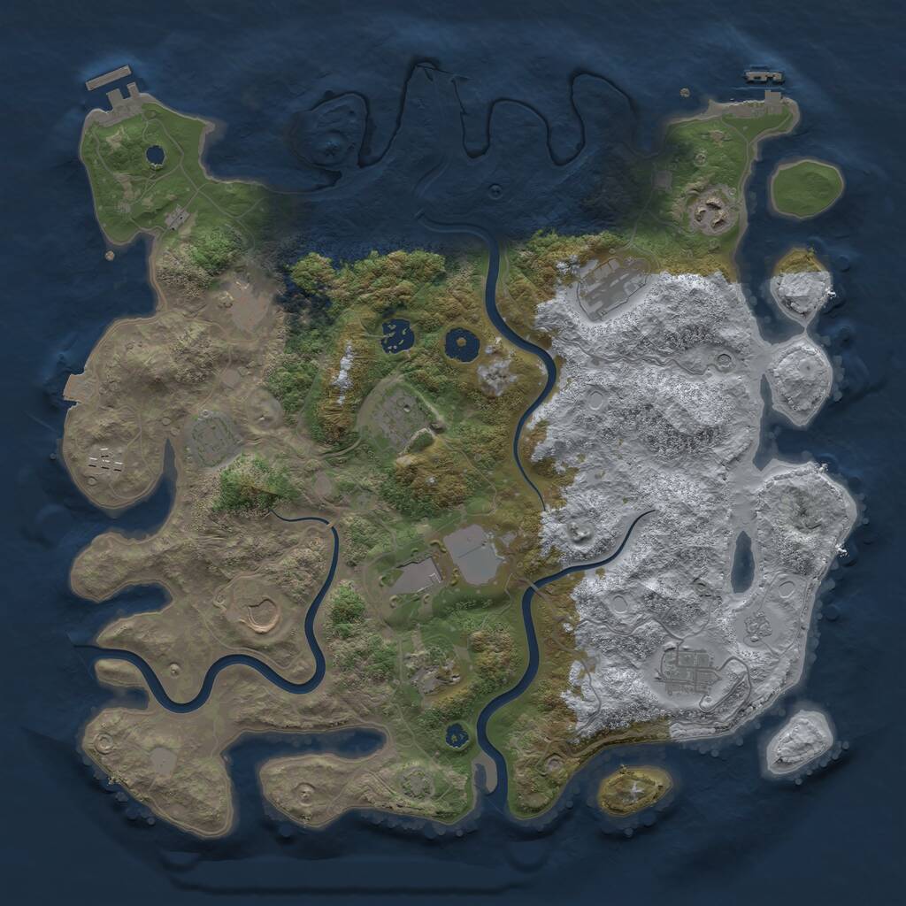 Rust Map: Procedural Map, Size: 3950, Seed: 2222367, 17 Monuments