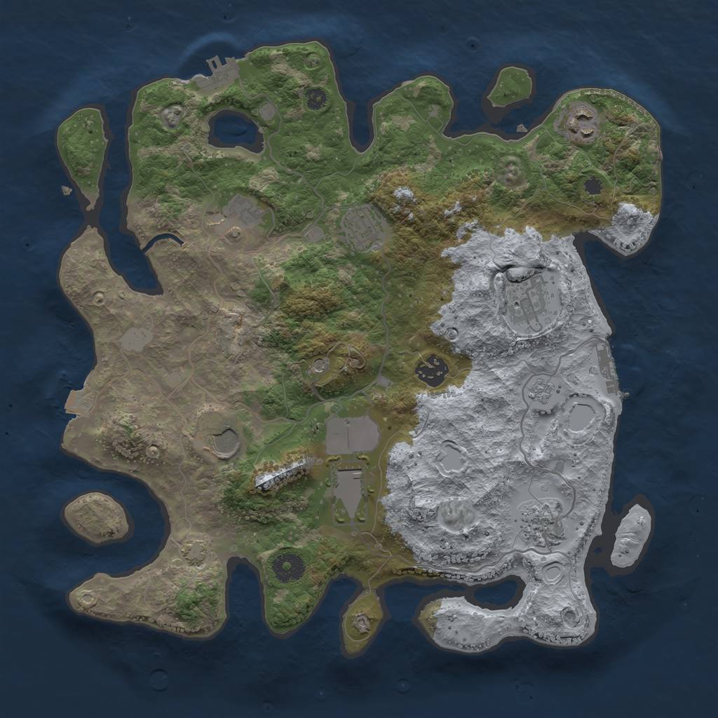 Rust Map: Procedural Map, Size: 3500, Seed: 1273750810, 16 Monuments