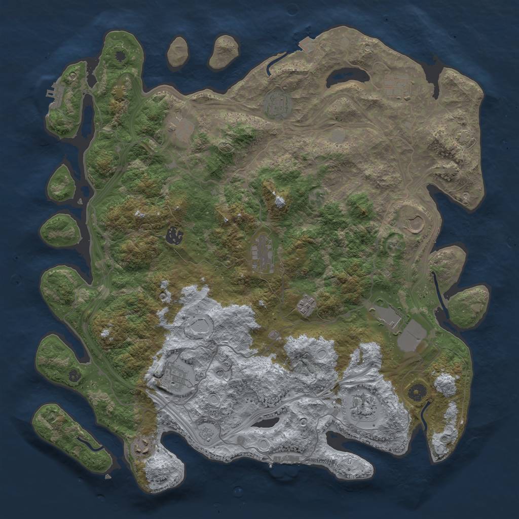 Rust Map: Procedural Map, Size: 4400, Seed: 80691893, 19 Monuments