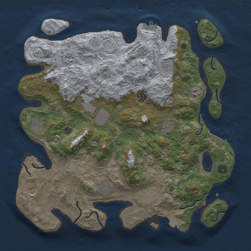 Rust Map: Procedural Map, Size: 4000, Seed: 593336946, 19 Monuments