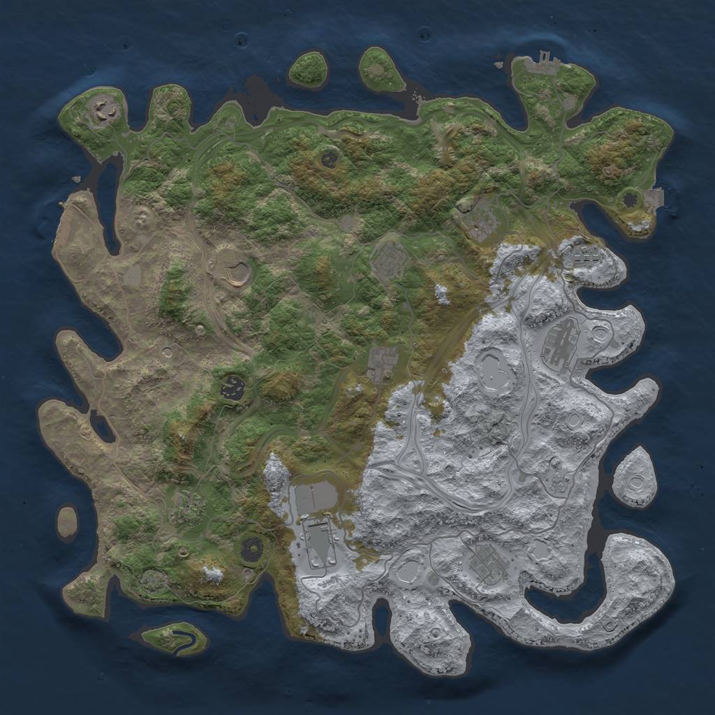 Rust Map: Procedural Map, Size: 4400, Seed: 49431450, 19 Monuments