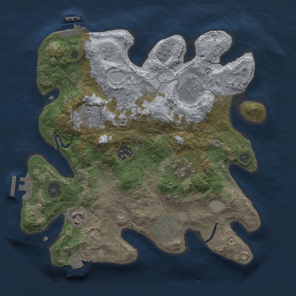Rust Map: Procedural Map, Size: 3000, Seed: 37279034, 12 Monuments