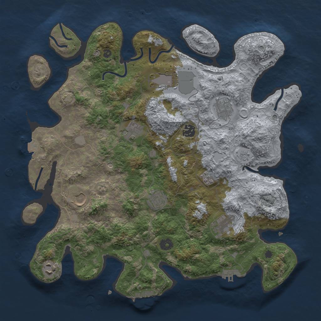Rust Map: Procedural Map, Size: 3750, Seed: 23339786, 17 Monuments