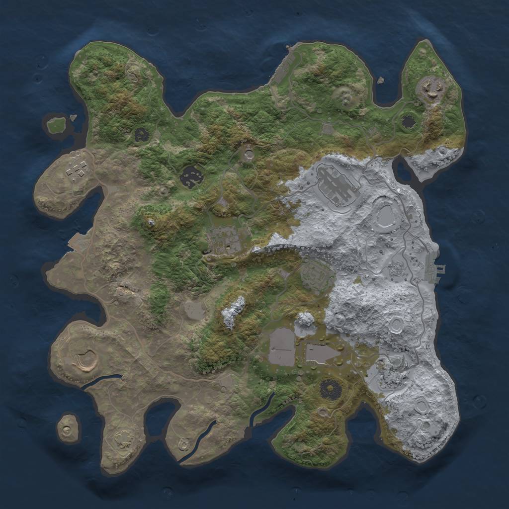 Rust Map: Procedural Map, Size: 3500, Seed: 185409663, 17 Monuments