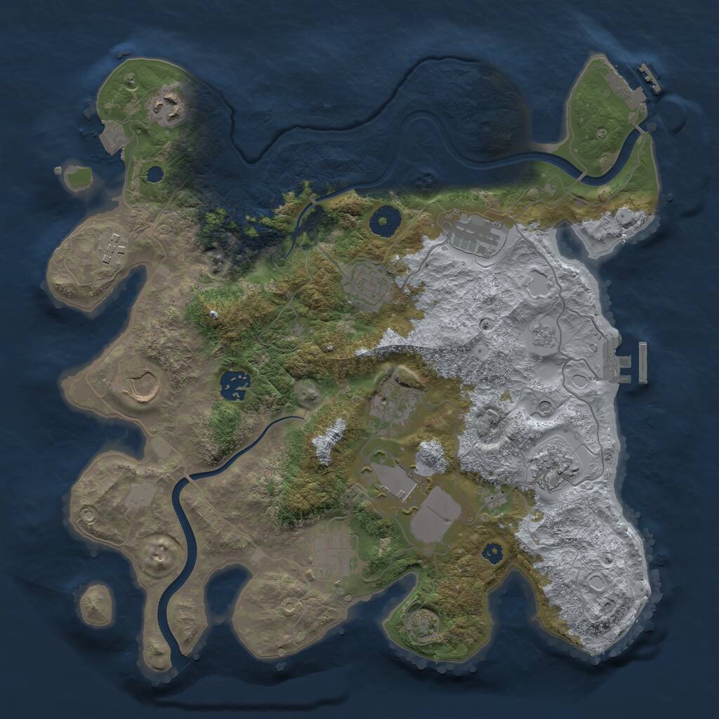 Rust Map: Procedural Map, Size: 3500, Seed: 185409663, 16 Monuments