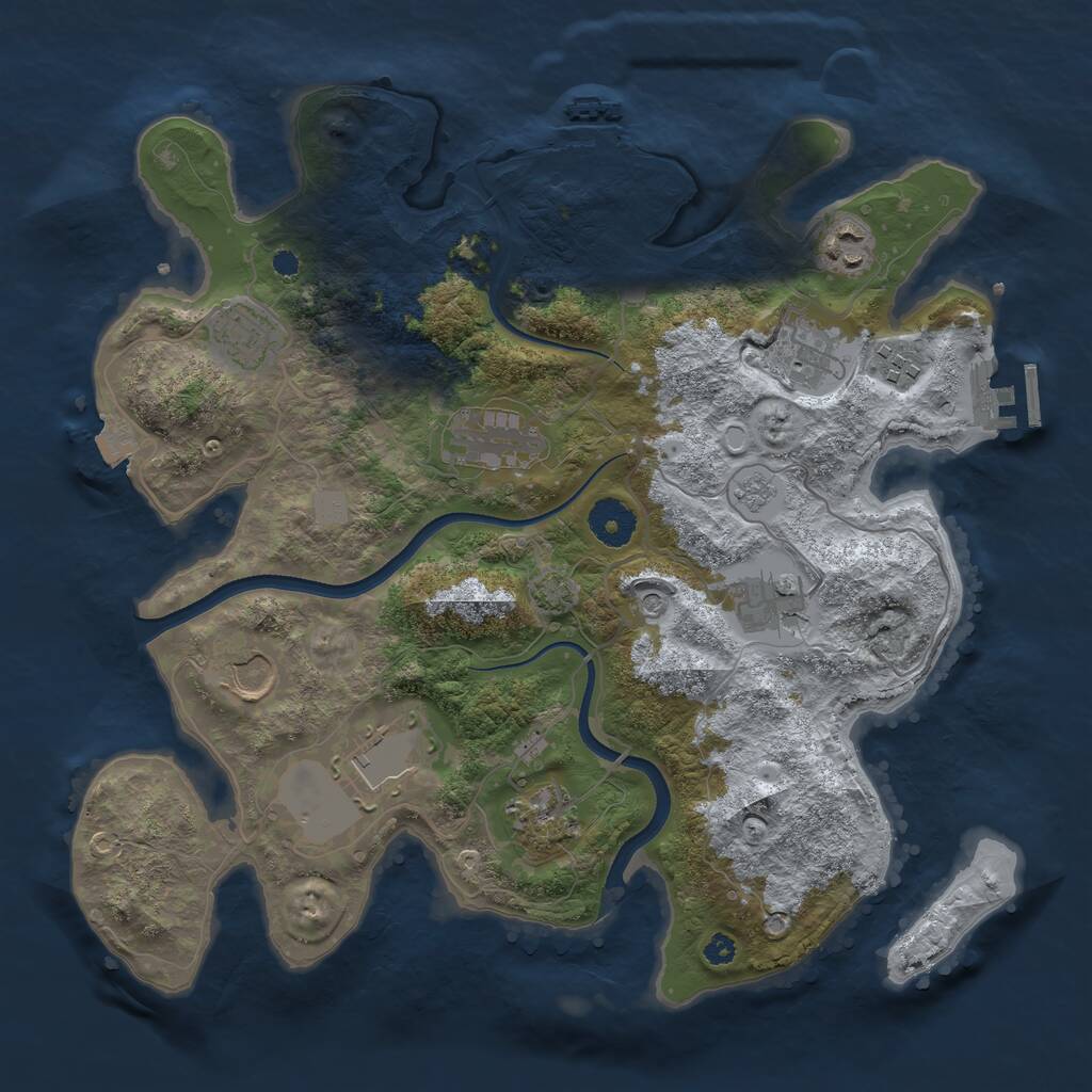 Rust Map: Procedural Map, Size: 3500, Seed: 1119740757, 15 Monuments