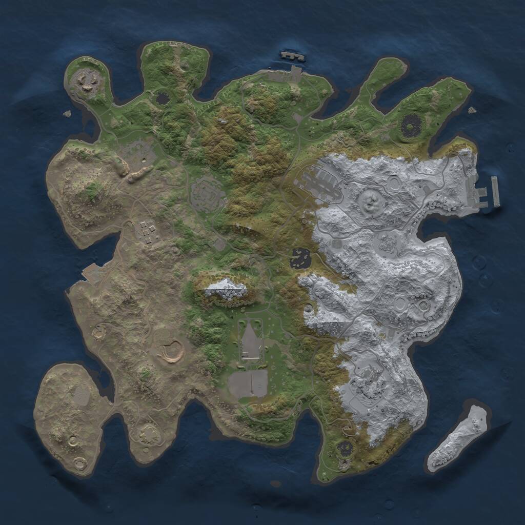 Rust Map: Procedural Map, Size: 3500, Seed: 1119740757, 15 Monuments