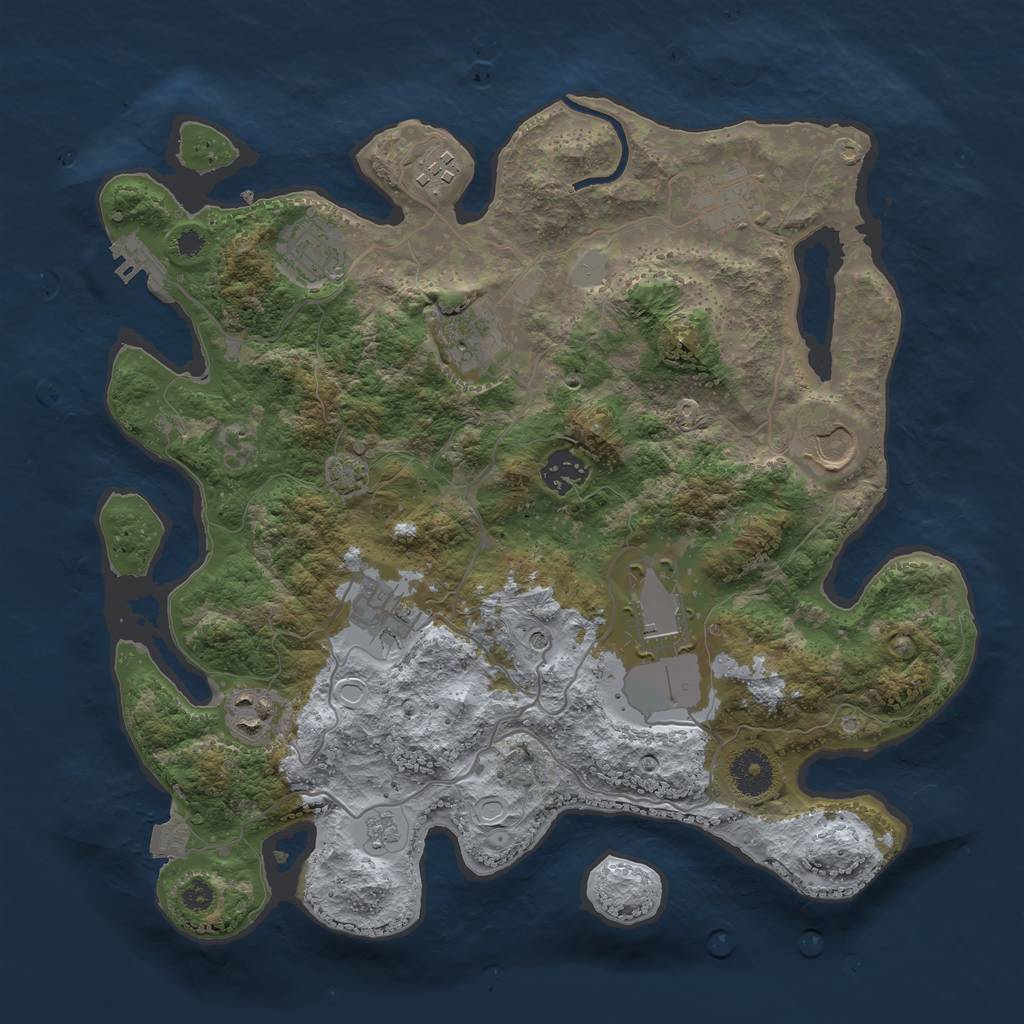 Rust Map: Procedural Map, Size: 3500, Seed: 518185113, 16 Monuments