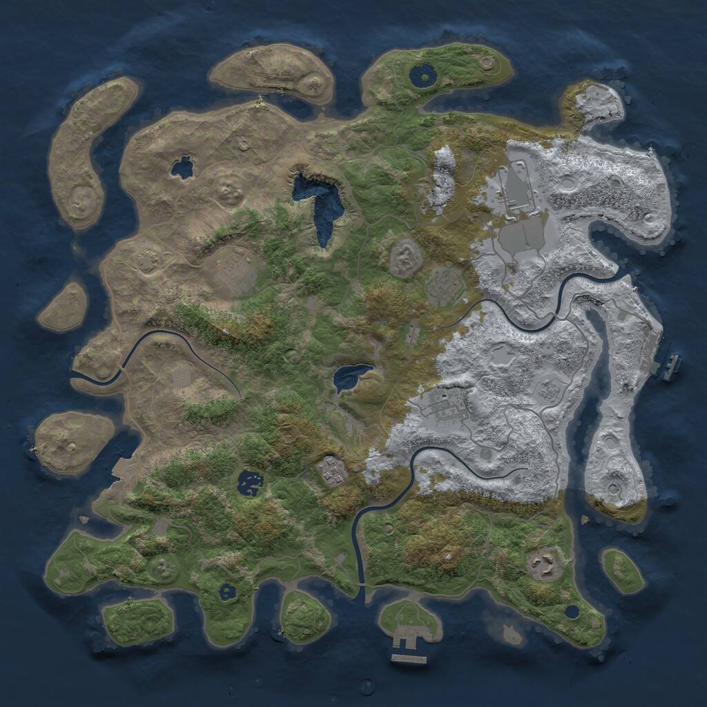 Rust Map: Procedural Map, Size: 4100, Seed: 65703361, 14 Monuments