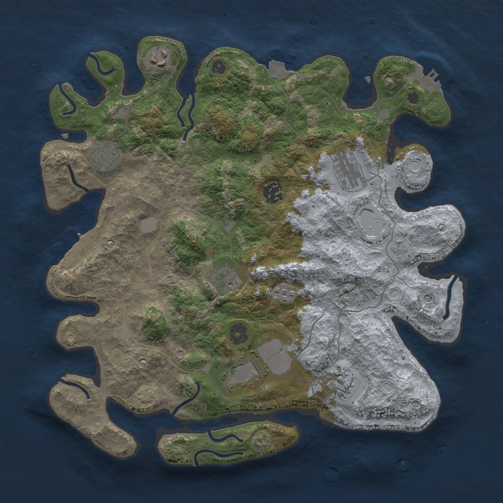 Rust Map: Procedural Map, Size: 3700, Seed: 2052677693, 16 Monuments