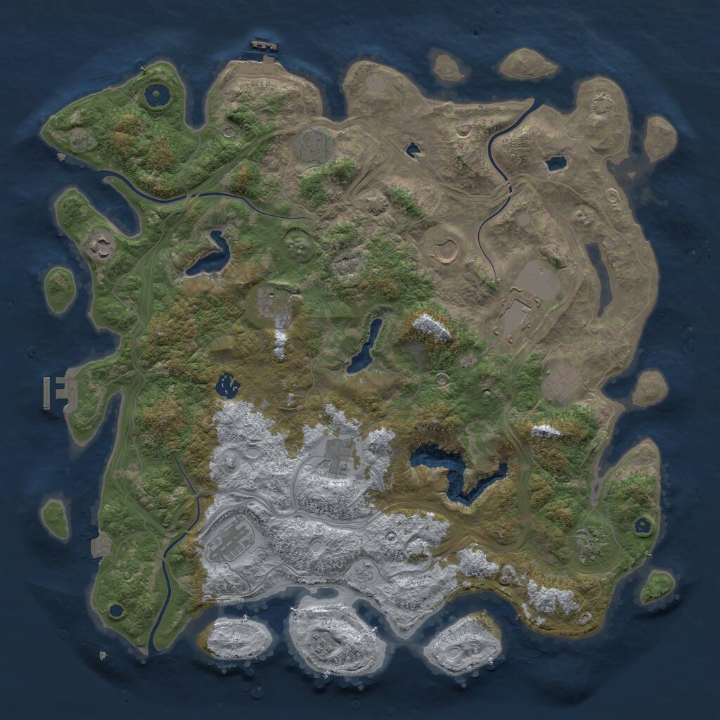 Rust Map: Procedural Map, Size: 4500, Seed: 978761666, 17 Monuments
